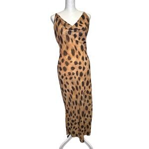 SNDYS Brown Leopard Print Sleeveless Long Dress - Low Back